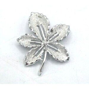 Vintage Silver Tone Leaf Brooch - 1960's